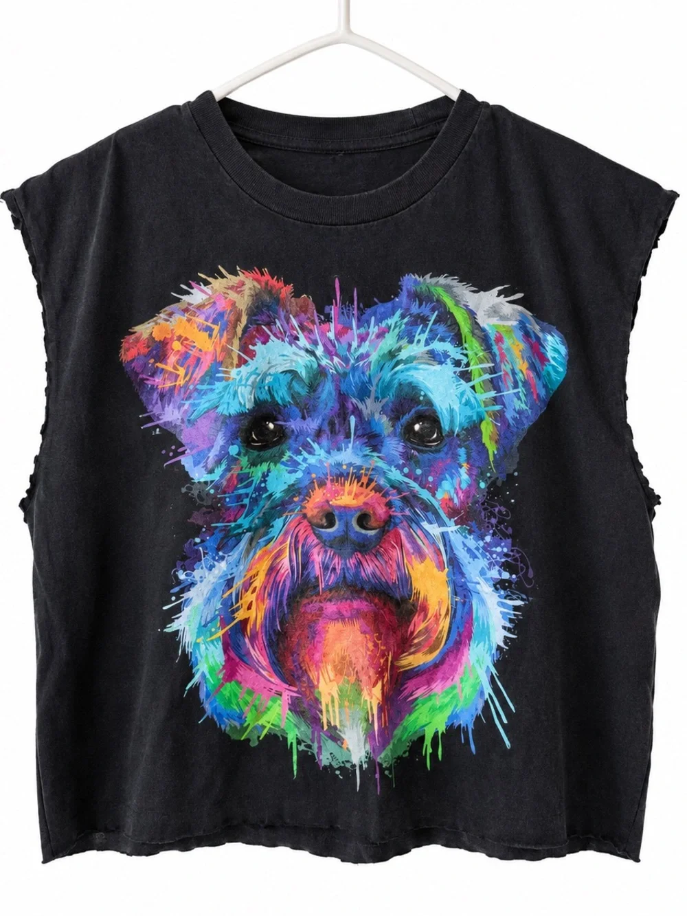 Colorful Schnauzer Graphic Pet Tee - Black L/xl